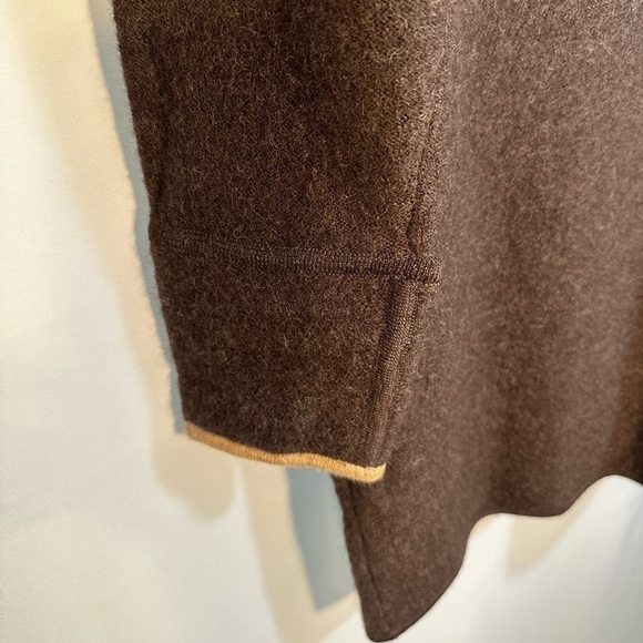 Liz Claiborne 100% Wool Brown Long Sleeve Knee Length Knit Sweater Cardigan S - Picture 8 of 11